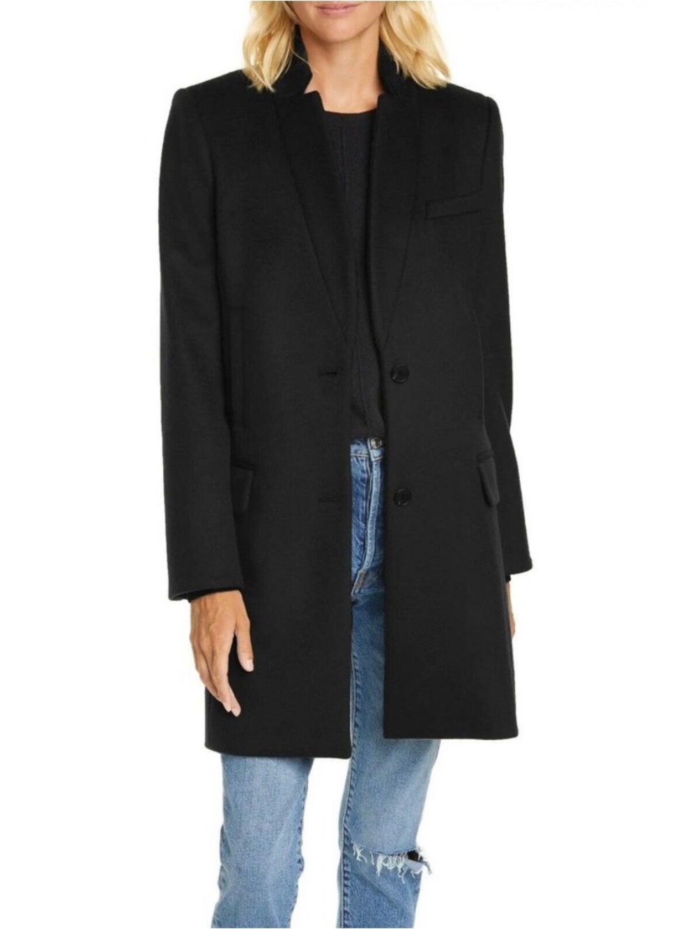 Veronica Beard Wool Cashmere Blend Car Coat in Black, Size 8